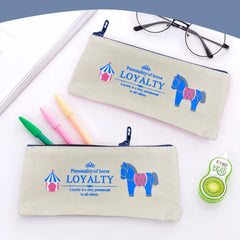 SYGA Children's Pencil Case Oxford Cloth Pony Zipper Unicorn Pencil Case Student Stationery Pack of 2 Pencil Bag (Blue)