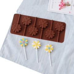 SYGA 6-Cavity Lolipop shap Chocolate Silicon Mould Candy Mould_Flower