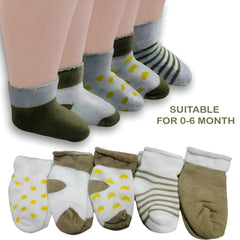 MOMISY Children's Socks, 5 Pairs, Baby and Kids Size (IN, Age, 0 Months, 6 Months, Khaki)