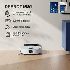 ECOVACS DEEBOT N30 White 2 in 1 Robot Vacuum Cleaner & Mop, 2025 New Launch, 10000 Pa Suction, 5200mAh Battery, Covers 3500+ Sq ft in Single Charge, Zero Tangle 2.0 Technology, Advanced TrueMapping
