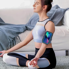 MOMISY Armband Arm Band Bag for Mobile for Cycling, Running, Jogging, Gym Exercise, Outdoor Sports Waterproof Compatible with iPhone & Other Phones, Size up to 7.0 inch (Blue)