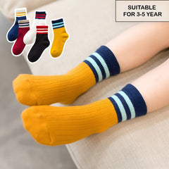 MOMISY 5 Pairs Baby kids Girl Boys Toddlers InfantmCotton Stretch Baby Socks (IN, Age, 3 Years, 5 Years, Multi2Bars)