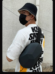 SYGA Chest Bag Men And Women Messenger Bag Hard Shell Shoulder Bag Satchel Riding Bag With USB Headphone Port (BLACK)