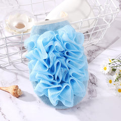 SYGA 2-in-1 Skin-Friendly Bath Towel Flower Scrub Gloves Foaming Clean Bath Sponge Double-Sided Bath Tub Body Shower Scrub (Blue)