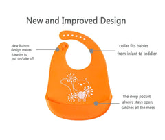 SYGA Waterproof Silicone Bibs with Crumb Catcher Bibs Adjustable For 0-6 Years Unisex Baby- Pack of 3(Color May Vary)