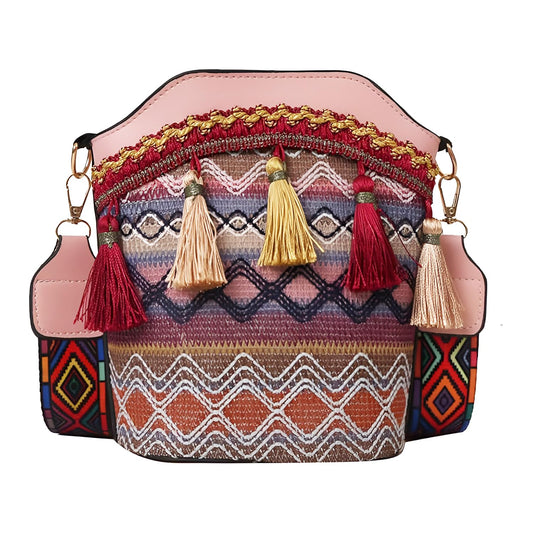 SYGA Sling Bag For Women's Pu Material With Bucket Type, Crossbody Ethnic Style Bag