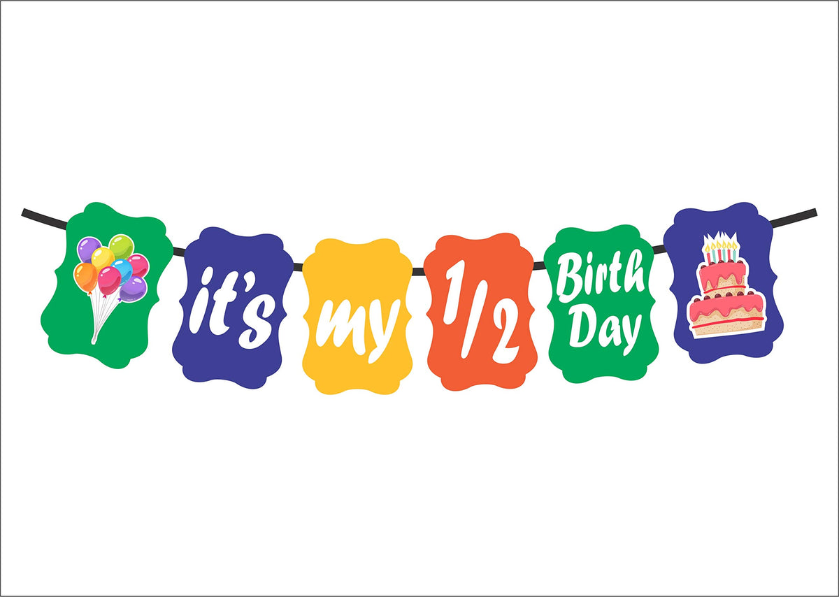 Syga Half Month, 1/2 Month Baby Birthday Banner of Birthday Party Decoration Photo Shoot Banner - Multicolor