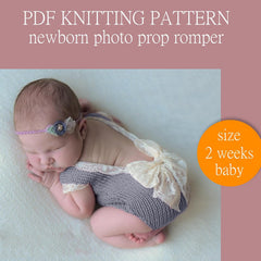 MOMISY Baby girl's Photography Photoshoot Costume,crochet Romper with lace boarder and lace bow on backside (Grey, Newborn)