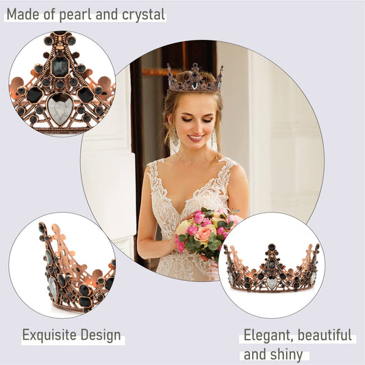 SYGA Crown Queen Rose Flower Tiaras Princess Hair Jewelry Headbands for Party Engagement Wedding (Crown-A0075)