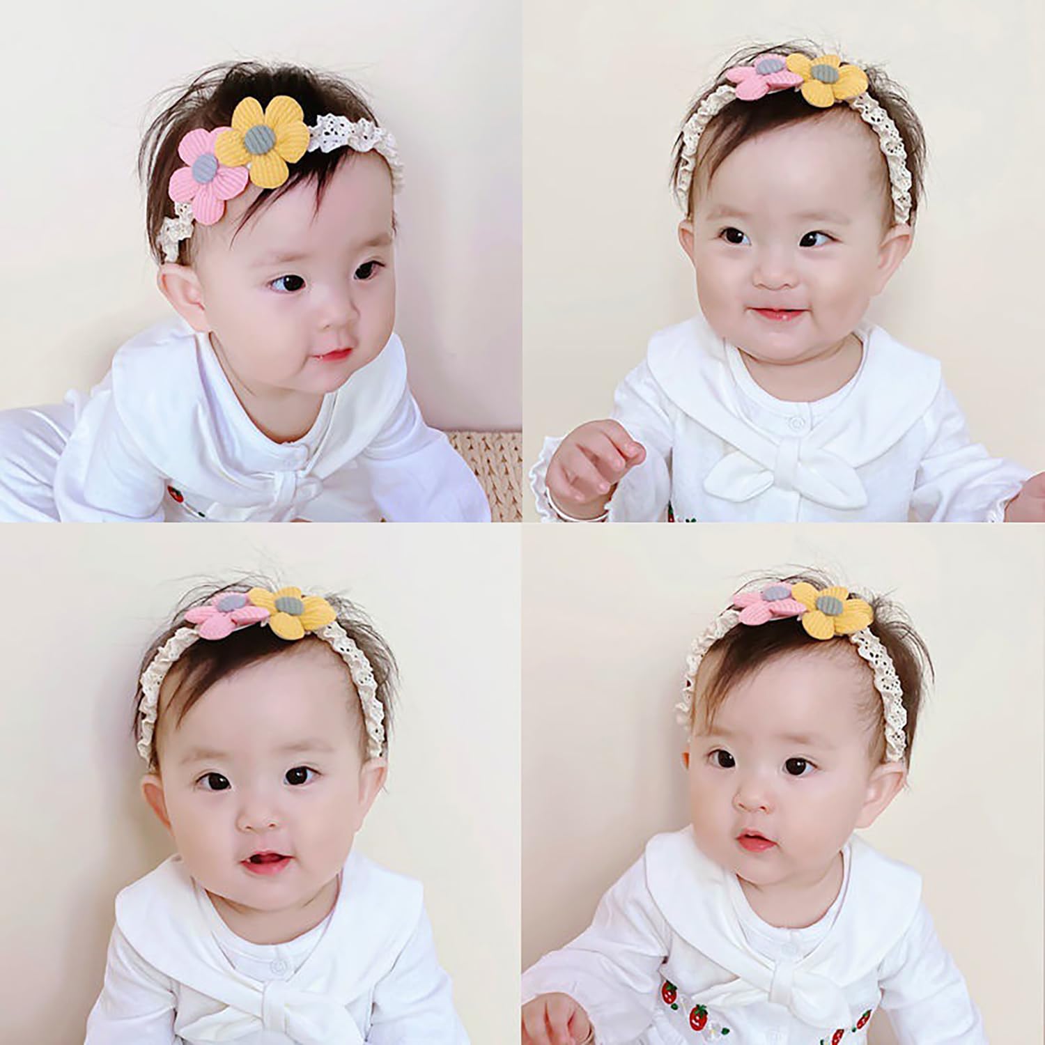 SYGA 3 Pcs Baby Girl Headband Soft Flower Bow Strechable Hairband Suitable For Newborns, Infants, Toddlers and Kids 0-3 Years(Color - 1026)