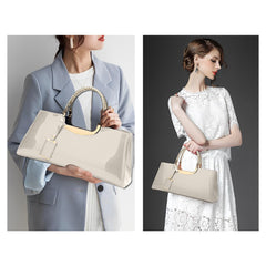 SYGA Women's Glossy Patent Leather Handbag Wedding Bag with Multiple Internal Pockets in Pretty Colors (Burgundy)