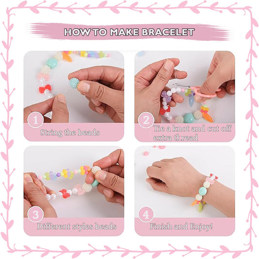 SYGA Beads for Kids Crafts Children's Jewelry Making Kit DIY Bracelets Necklace Hairband and Rings Craft Kits Birthday for 4, 5, 6, 7-Year-Old Little Girls-Multicolor (DIYBeadsSet-100)