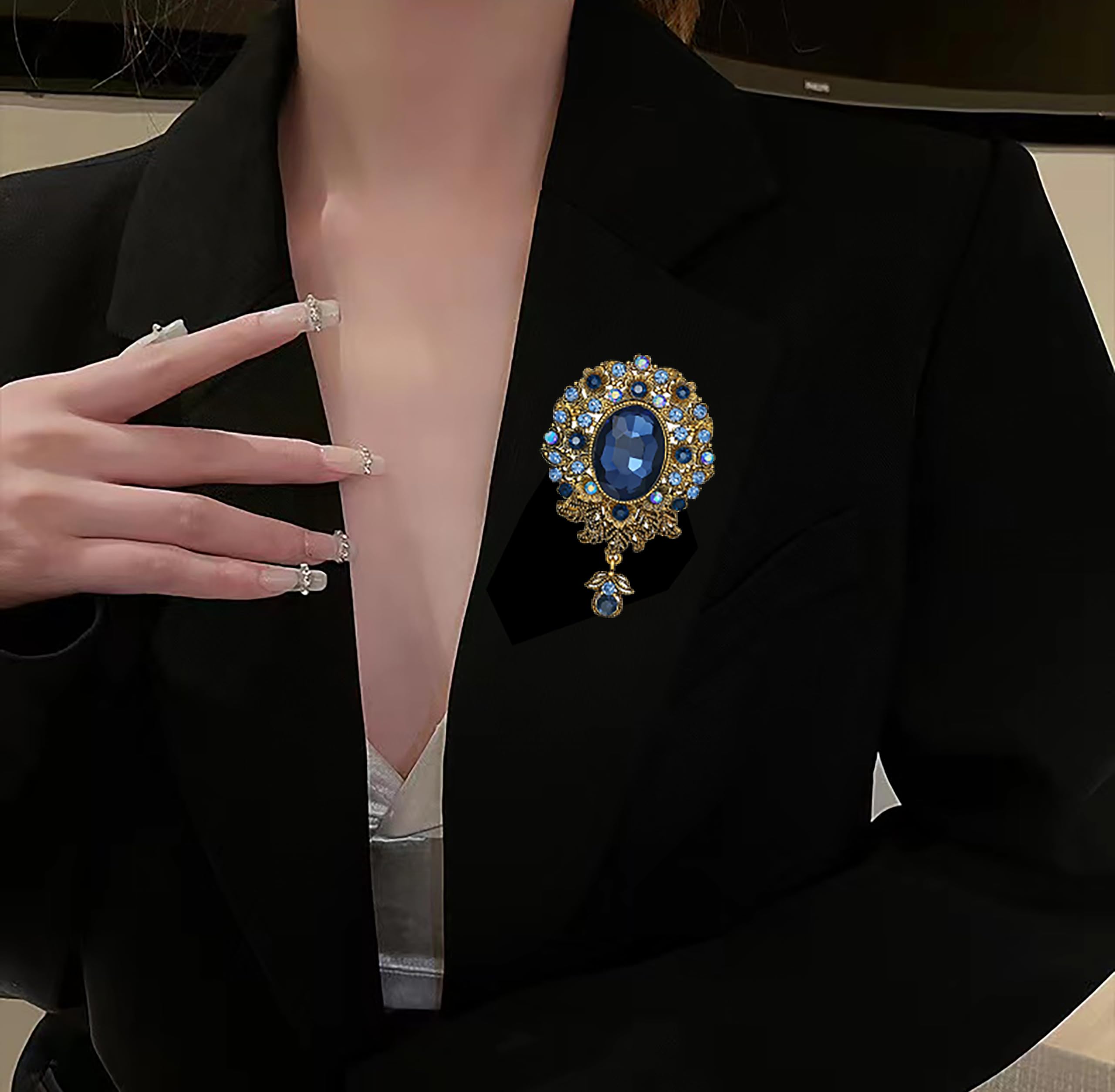 SYGA Brooch Pin Fashion Crystal Rhinestone Jewellery Pin Vintage Clothing Accessories Decoration Pendant Style Brooches for Wedding Women- S61