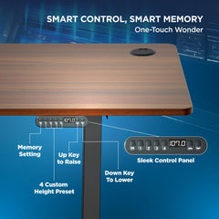 The Sleep Company - Electric Height Adjustable Desk | Ergonomic Work from Home Table | 4 Memory Presets | 2 Years Warranty | 1600 x 700 Thick Top | Free Installation | Wooden & Black