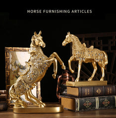 SYGA Lucky Golden Horse Ornaments Living Room TV Cabinet Wine Cabinet Decorations