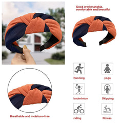 MOMISY Knotted HeadBand for Women Cute Hair Hairband Fashion Turban Cross Knotted Hair Band Accessories for Women and Girls (Navy Brown)