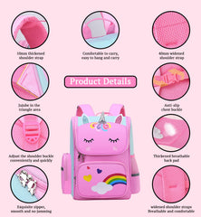 SYGA Kids, Lightweight Schoolbag, Breathable, waterproof, Cute Unicorn Design Backpack for Primary School Student (Pink)