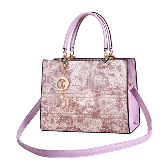 SYGA Elegant Floral Embossed Handbag for Women Tote with Gold Accents