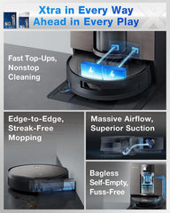 ECOVACS DEEBOT X11 OmniCyclone Robot Vacuum & Mop, Sep 2025 Launch, PowerBoost Charging, OZMO Roller 2.0 Instant Self-Washing Mop, 19500Pa Blast Suction, Bagless OmniCyclone Station (X11 OmniCyclone)