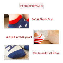 MOMISY 5 Pairs Girl Boys Tube Socks Toddlers Infant Solid Color Boat Spring and Autumn Socks Stretch Baby kids Sock (Flag, 1 Year to 3 Year)