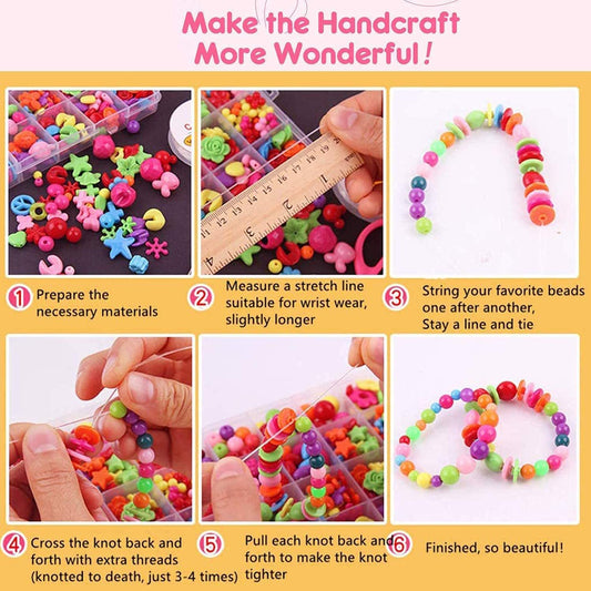 SYGA Beads for Kids Crafts Children's Jewelry Making Kit DIY Bracelets Necklace Hairband and Rings Craft Kits Birthday for 4, 5, 6, 7-Year-Old Little Girls-Multicolor (DIYBeadsSet-3)