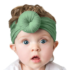 SYGA Pack Of 2 Baby Headbands Soft Cotton Strechable Turban Hairbands For Newborn Infant Toddlers Kids 0-3 Years (Pink-Grey)