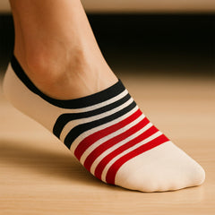 MOMISY Unisex Cotton Invisible No show Cotton Loafer Adult Socks for men & Women (Multi-colour Pack of 5)-Free Size (Stripe)