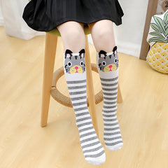MOMISY 1 Pair of Baby Spring Winter And Autumn Combed Cotton Long Tube Knee-High Socks Suitable Age of 3 to 12 Years (StripeTiger, 3-12Y)