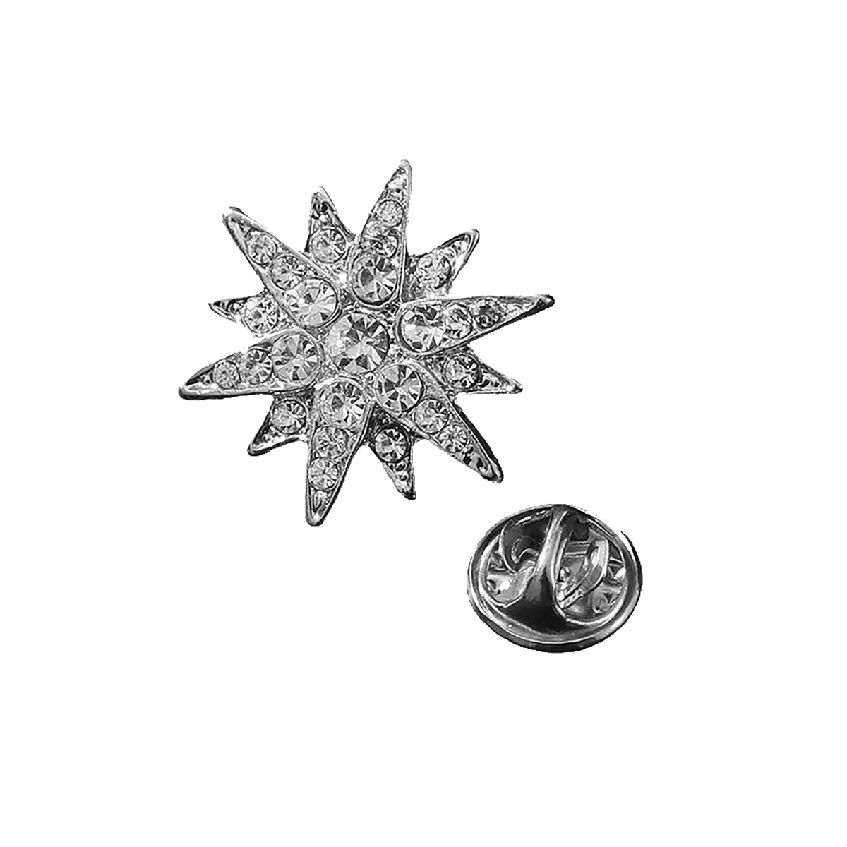 SYGA Men's Suit Chest Brooch Fashionable Rhinestone Decoration Diamond Clothing Accessories Silver six-pointed star