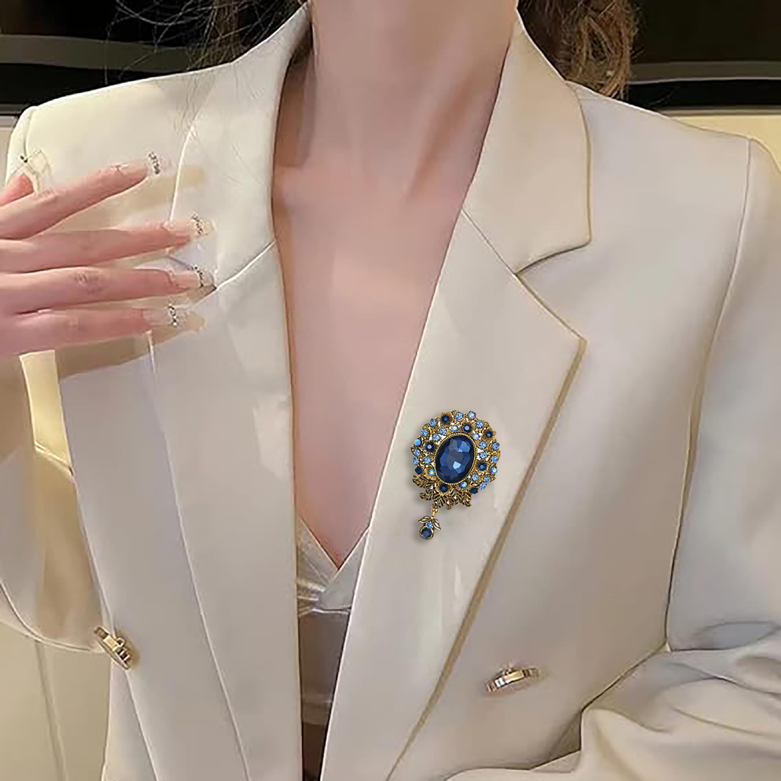 SYGA Brooch Pin Fashion Crystal Rhinestone Jewellery Pin Vintage Clothing Accessories Decoration Pendant Style Brooches for Wedding Women- S61