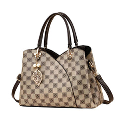 SYGA Women Luxury Spliced Handbag – Elegant Checkered Shoulder Bag with Golden Accent