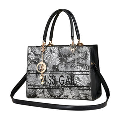 SYGA Elegant Floral Embossed Handbag for Women Tote with Gold Accents