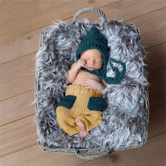 MOMISY Newborn Photography Prop Set, Crochet Cap and Pants, Handmade Costume (KhakiGrey)