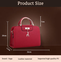 SYGA Women's Handbag Corrugated Fawn Pendant Cute Shoulder Bag Fashionable Style Crossbody (Red)