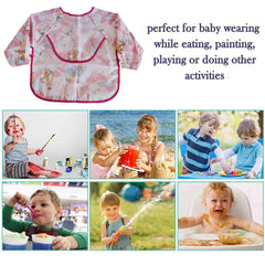 SYGA Baby Bibs with Sleeves Waterproof Feeding Dribble Bibs Painting Apron Bibs Adjustable Closure with Large Pocket for Infant Toddler 1 to 3 Years Old- Blue Little Prince