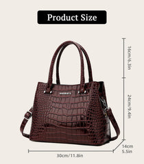 SYGA Women's Handbag Versatile Casual Crocodile Pattern Shoulder Bag(BURGUNDY)