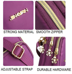 MOMISY Small Cross Body Bag, Multifunction 3 Layer Mini Shoulder Bag Phone Purse Armband with Headphone Port for Teens Girls Ladies Women (Black)