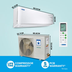 Blue Star 1.5 Ton 3 Star, Inverter Split AC (Copper, 5 in 1 Convertible, Turbo Cool, Energy Saver, Blue Fins, ID318YKU, White)