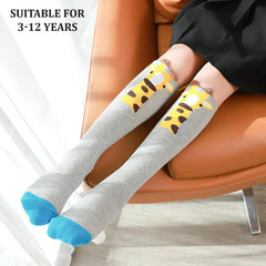 MOMISY 1 Pair of Baby Spring Winter And Autumn Combed Cotton Long Tube Knee-High Socks Suitable Age of 3 to 12 Years (IN, Age, 3 Years, 12 Years, GreyGiraffe)