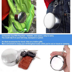 MOMISY Portable Folding Stainless Steel Travel Camping Water Mug Cup Glass -150ml, Silver (Stainless Steel 201)