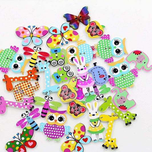 Syga 50 Pieces Bird 2 Holes Wooden Buttons Sewing DIY Craft Scrapbooking