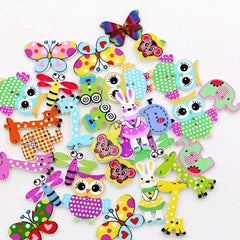 Syga 50 Pieces Bird 2 Holes Wooden Buttons Sewing DIY Craft Scrapbooking