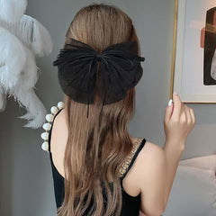 MOMISY Bow Shaped Hair Clip, Hair Accessories for Women and Girls (Net Black, Free)