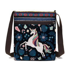 SYGA Women's Jacquard Cloth Material With Butterfly Pattern, Sling Bag