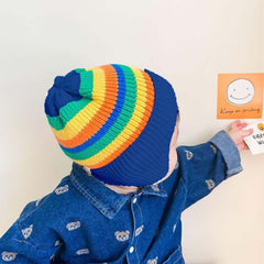 MOMISY Baby Beanie Winter Hat, Rainbow Warm Toddlers Beanies for Kids Boys & Girls Woolen Knitted Cap (6 Months - 2 Years) (Blue)