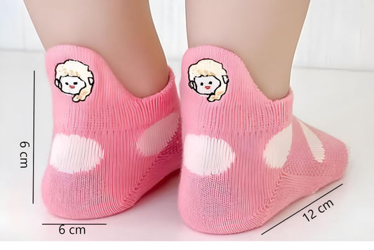 MOMISY 4 Pairs Girl Boys Tube Socks Toddlers Infant Solid Color Boat Spring and Autumn Socks Stretch Baby kids Sock (Polka Girl, 1-3Y)
