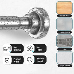 STANSY Adjustable Telescopic Curtain Rod, Stainless Steel, 125 to 220 cm, Heavy-Duty Tension Rod for Window, Door & Bathroom, Rust-Resistant, Multipurpose Expandable Rod