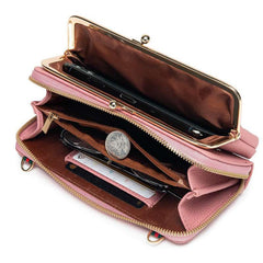 MOMISY Multi-Function Crossbody Bags for Women Mobile Purse Cell Phone Pouch with Adjustable Wide Strap Holder Pocket Small Purse Wallets Sling Bag Mini Shoulder Bags for Ladies Girls (Dark Pink)