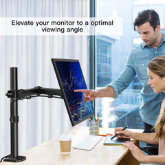 SYGA Single Monitor Stand Arm Desk Mount Fully Adjustable Bracket Ergonomic 180 Tilt, 360 Rotation & 360 Swivel Arm - VESA Dimensions: 75x75-100x100 - Single
