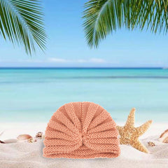 SYGA Baby Turban Cap Unisex Winter Woolen Warm Hat Bowknot Knitted Infant Toddler Cap 0-3 Years Beige
